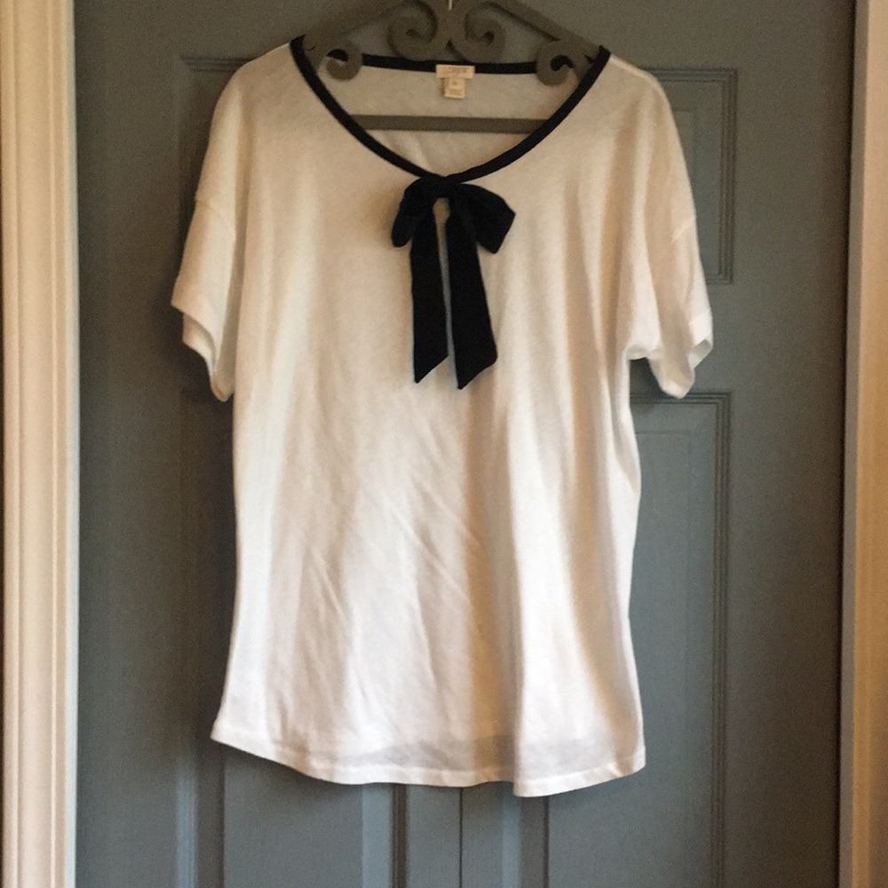 J. Crew black and white bow blouse
